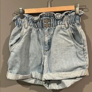 Oak + Fort paper bag denim shorts size XS